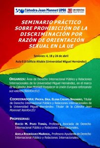 Seminario práctico No discriminación orientación sexual ReinforcEU cartel