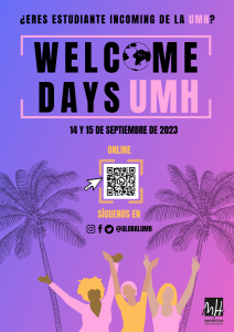 Welcome Days UMH setembre 2023 incoming cartelL