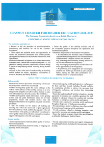 Erasmus Charter Higher education 2021-2027 front cover